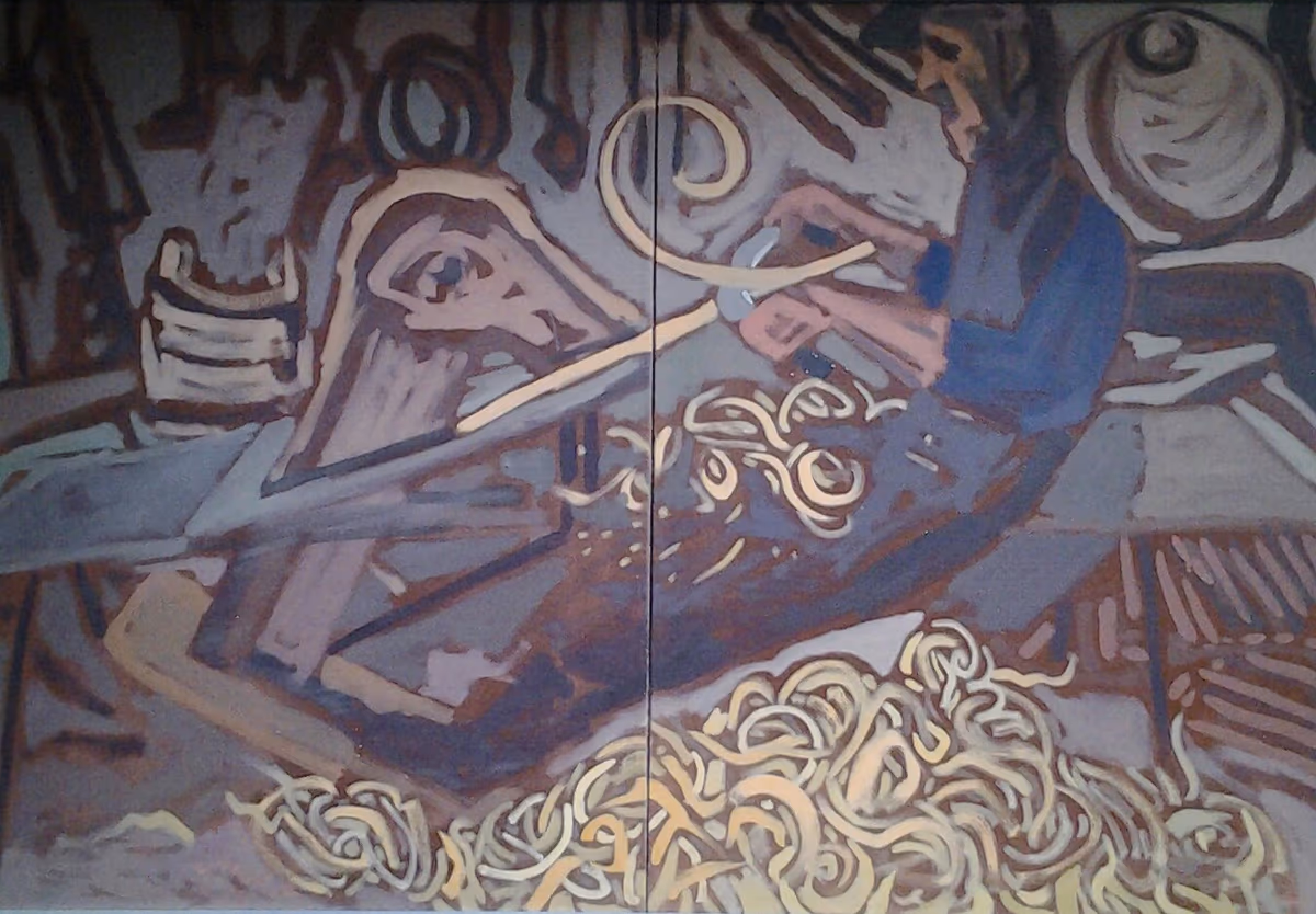 Woodenware maker, 1985, 92x64cm