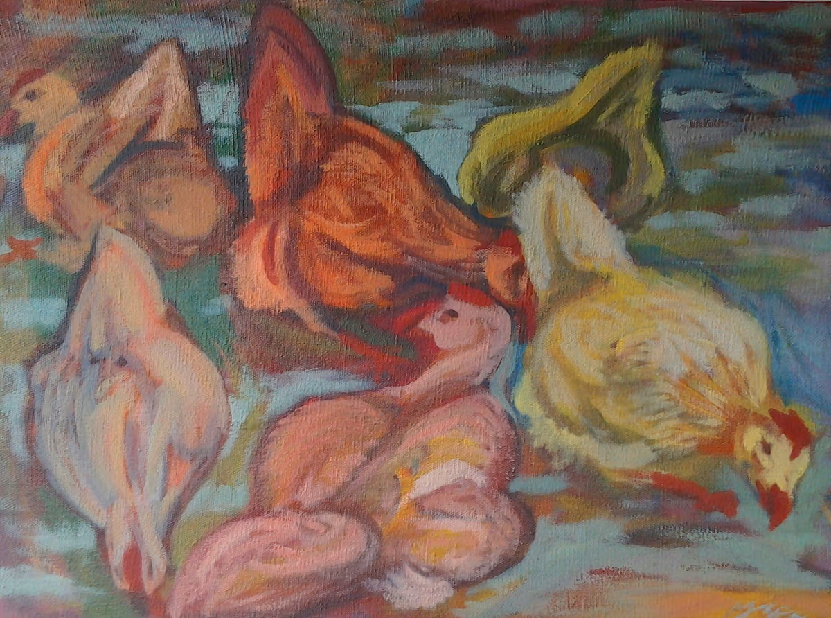 Chickens, 1994, 75x55cm