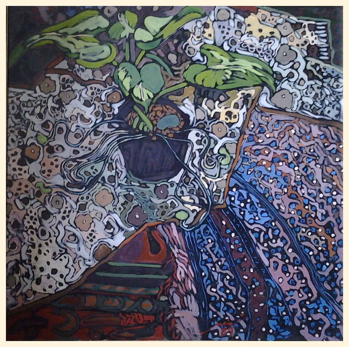 A flower in a pot, 1989, 80x80cm