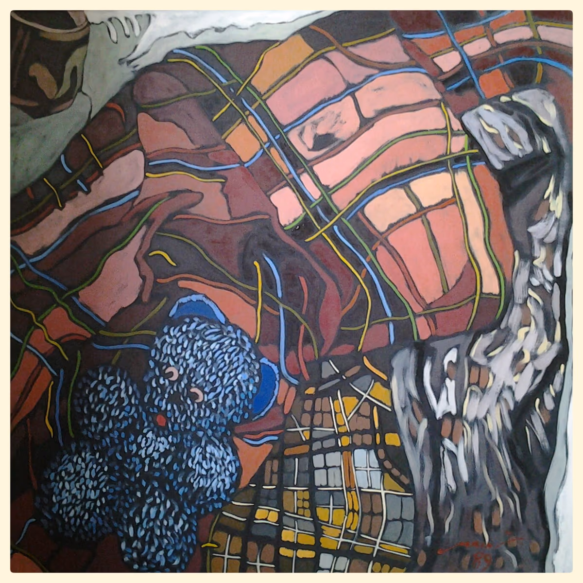 Blue teddy bear, 1989, 80x80cm
