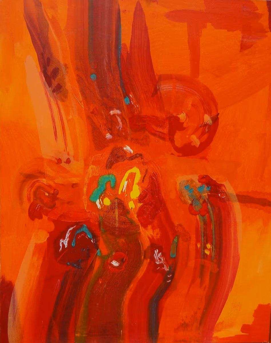 By the fire, acrylic, canvas, 2005, 80x100cm