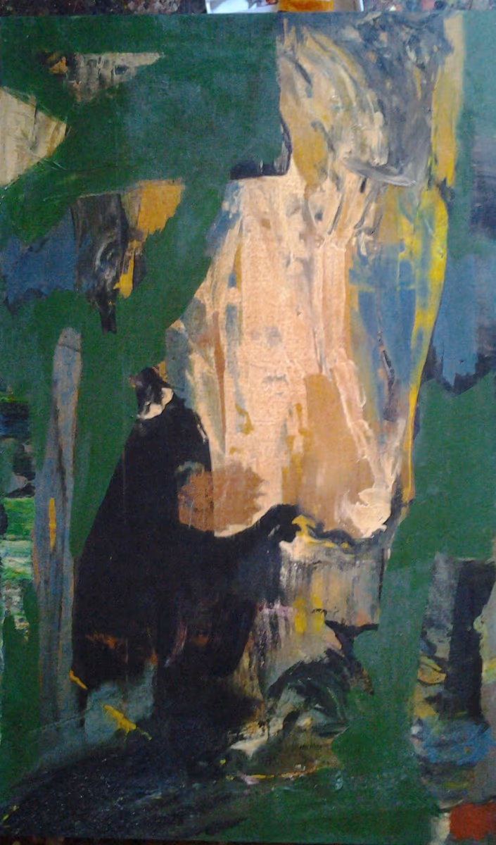 A girl with a rooster, 1995, 100x61cm